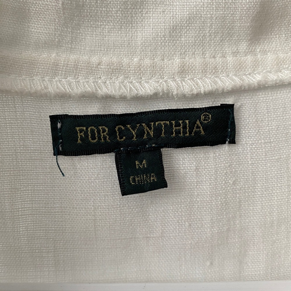 For Cynthia M White 100% Linen Sleeveless Full Zip Vest Ribbed Panel Lagenlook - Picture 5 of 7